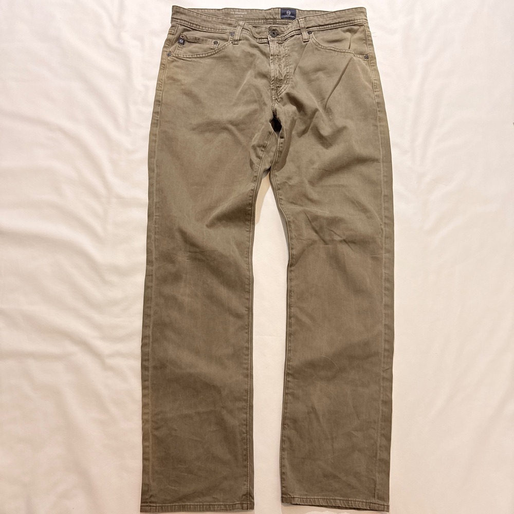 AG Adriano Goldschmied The Graduate Pants Mens 34x32 Olive Tailored Leg 1174SUD